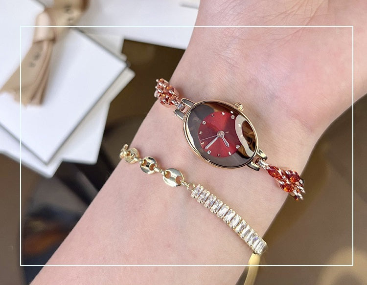 Kolorowy zegarek z cyrkonią dla kobiet