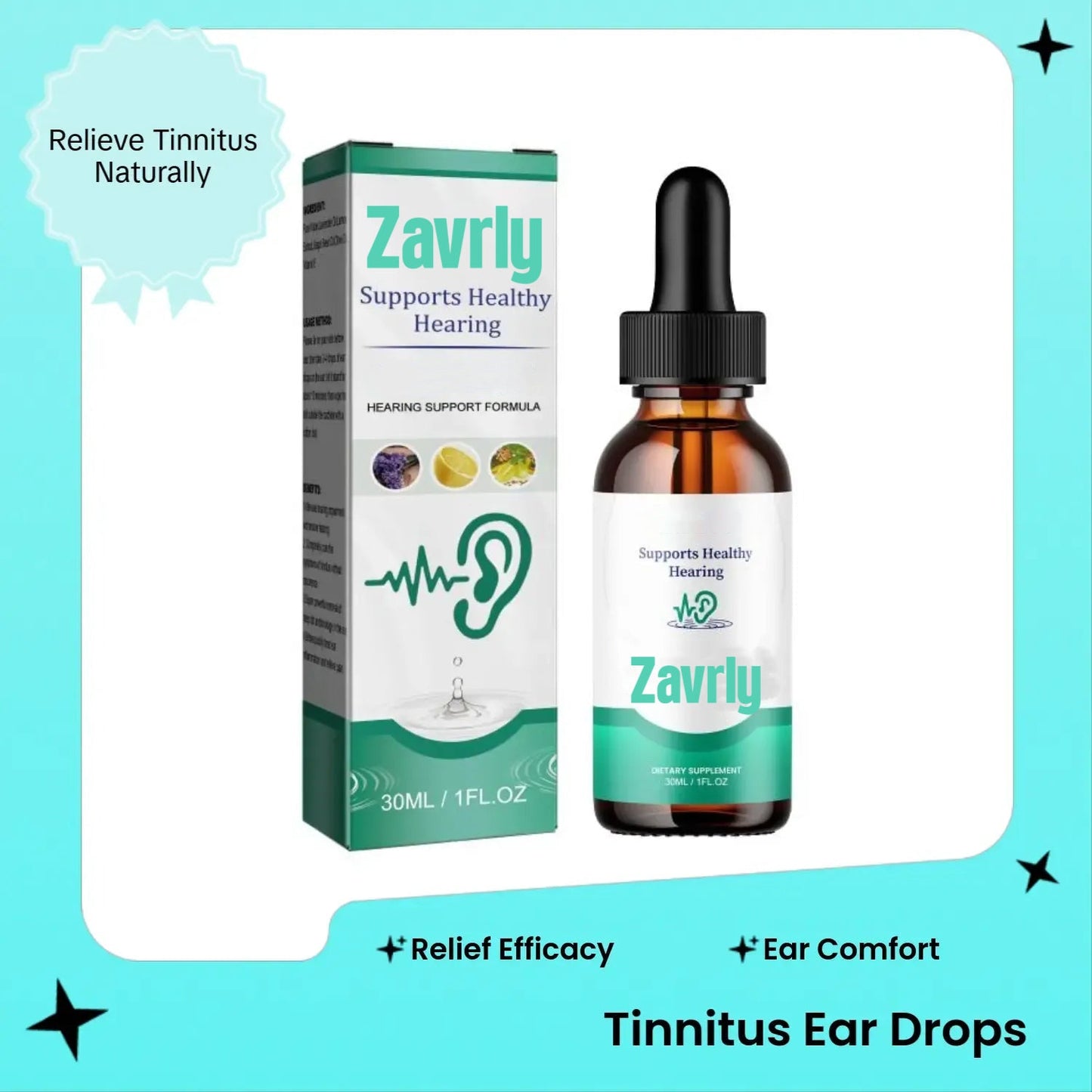 Krople do uszu Zavrly Tinnitus dla czystych uszu i najwyższego komfortu – odblokuj natychmiastową ulgę w szumach usznych i dyskomforcie w uszach🎶