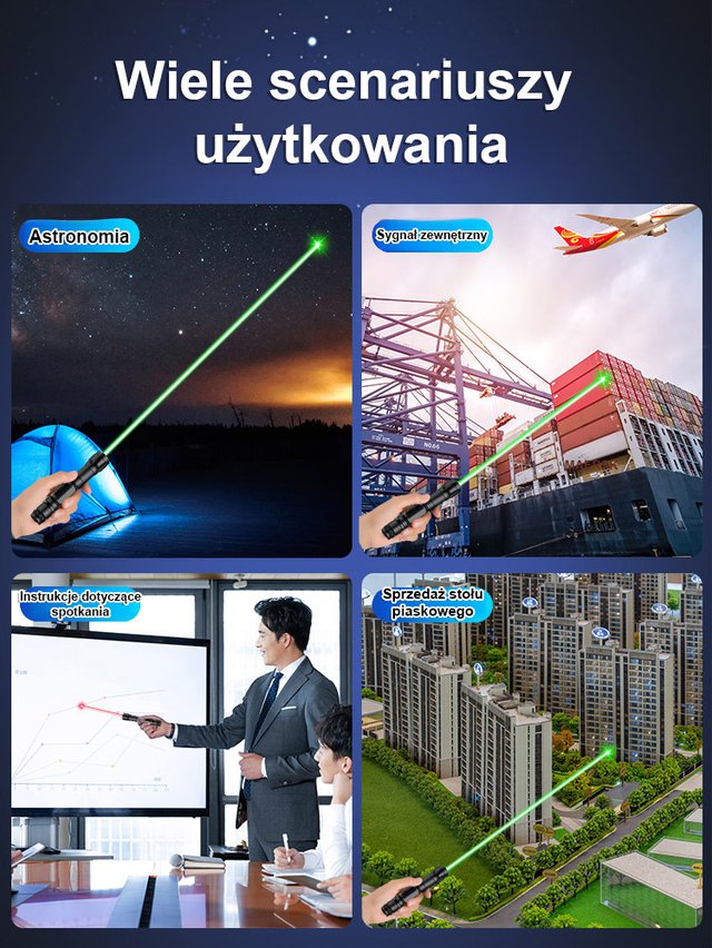 Wysokiej mocy dalekosiężny laserowy wskaźnik świetlny.