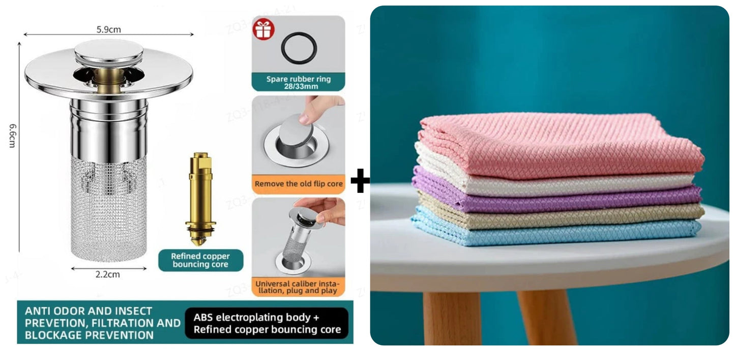 【✨ 1 + 1 gratis 】Mosiężny korek z sitkiem do umywalki