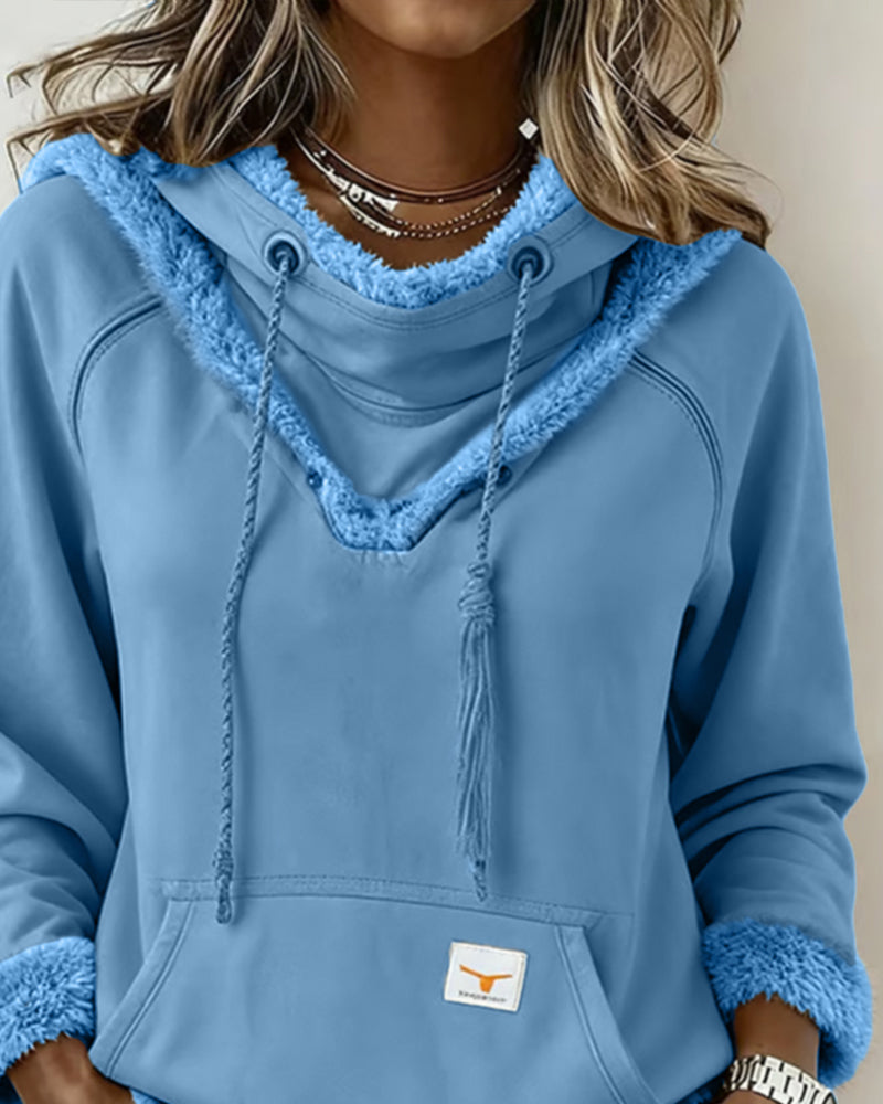 Bluza z długim rękawem i kieszeniami w stylu patchworku