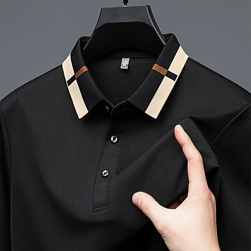 🔥Męska koszulka z krótkim rękawem Stretch Ice Silk z klapami