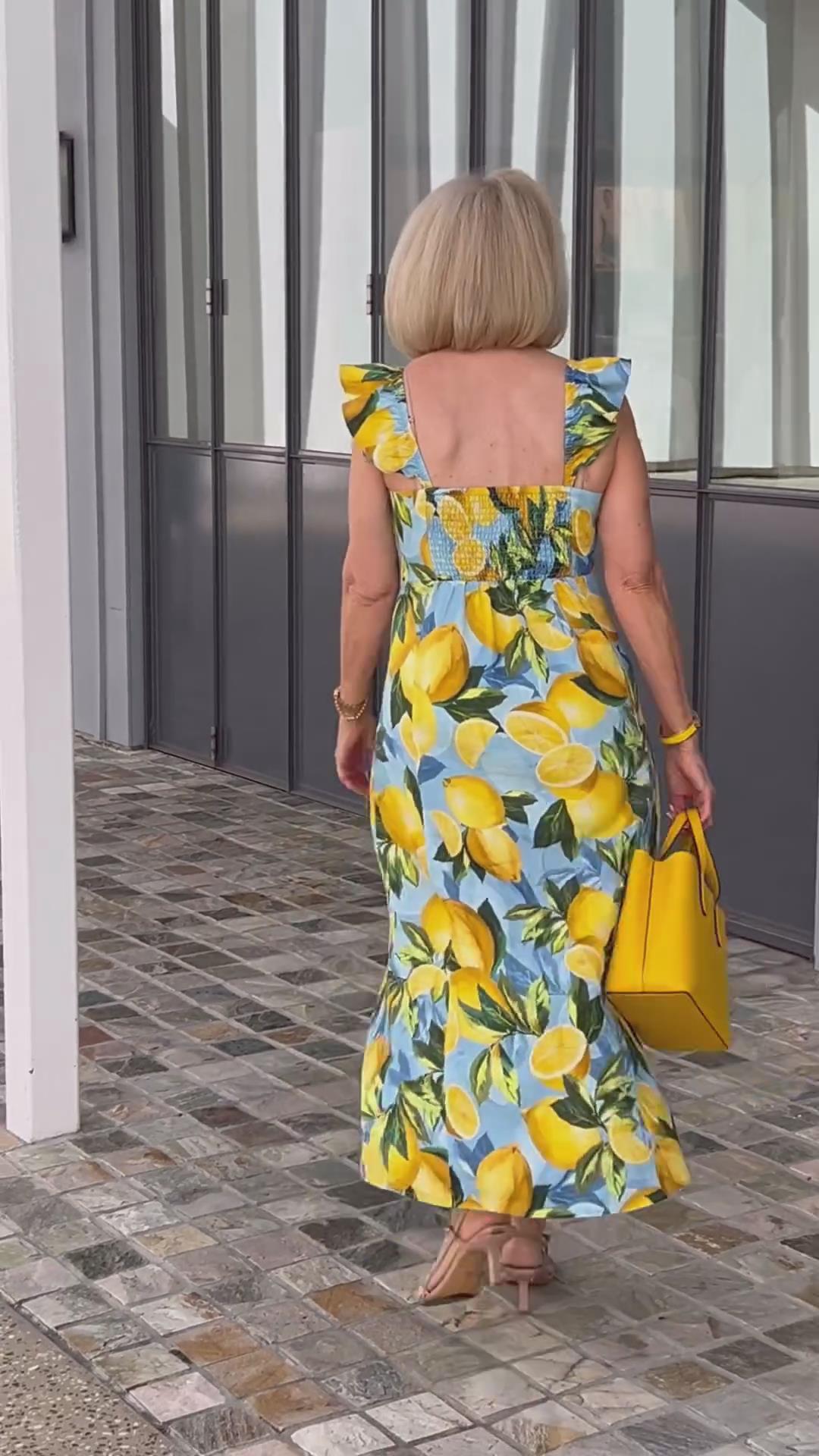 🍋Vestido túnica con estampado de limones