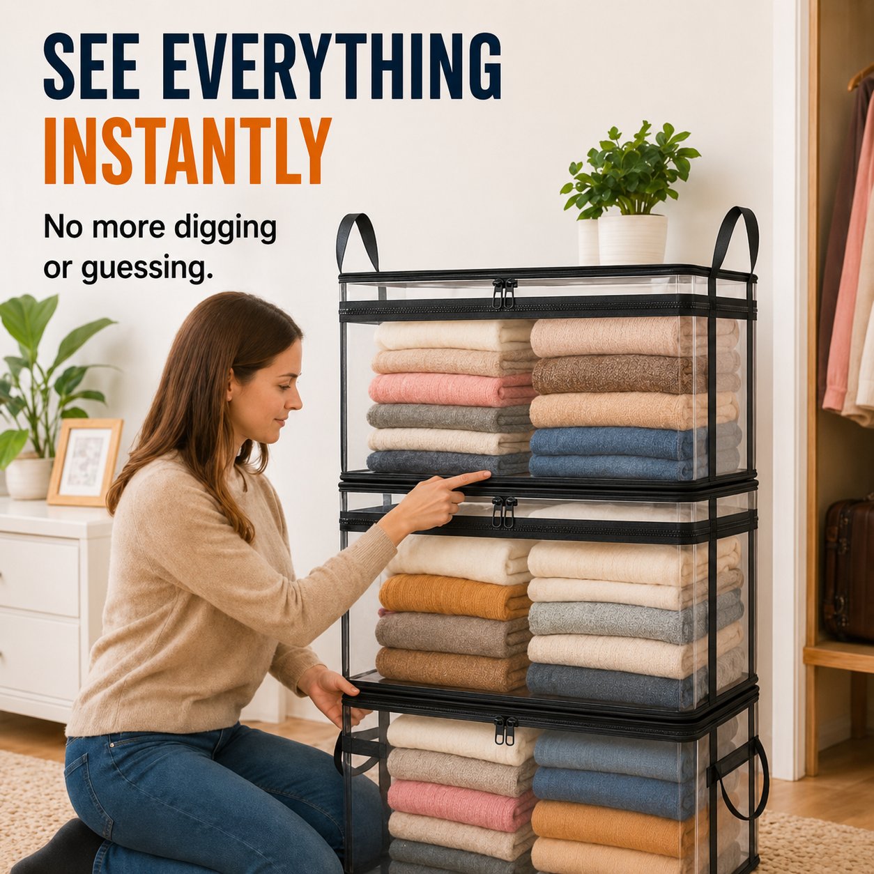 ⏰OSTATNI DZIEŃ AKCJI: KUP 2, TRZECI GRATIS!!💕HomeVault™🇬🇧 Przezroczysta torba do przechowywania – duża, odporna na kurz i wilgoć, z uchwytem✨Najlepszy organizer typu „wszystko w jednym” na ubrania, zabawki, książki, pluszaki i absolutnie wszystko! 🧸📚👕🧦