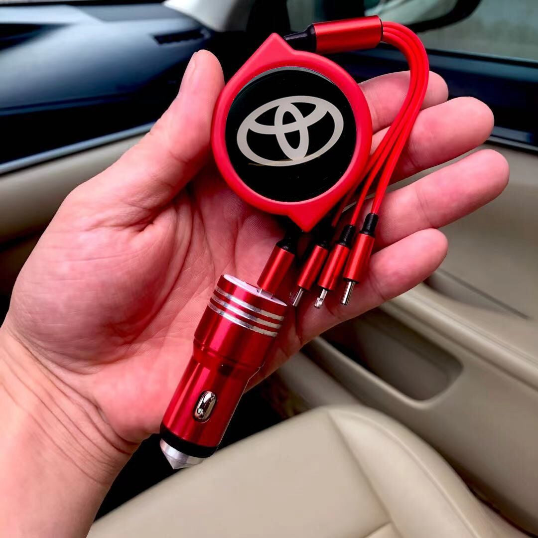 3 viename ištraukiamas automobilio duomenų kabelis + nemokamas automobilinis įkroviklis-LT