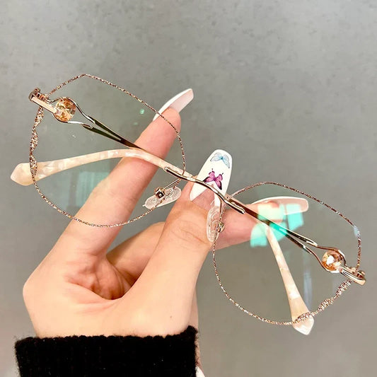 Γυναικεία αντιανακλαστικά γυαλιά με διαμαντένιο σκελετό και προστασία από μπλε φως-GR