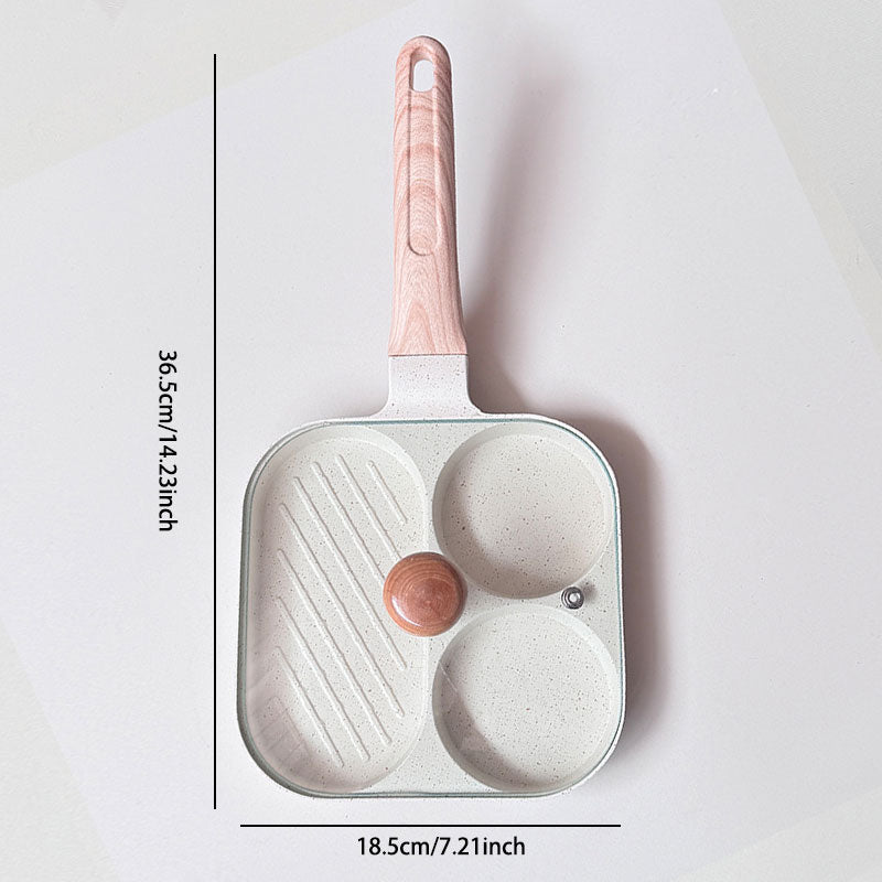 3 viename pusryčių keptuvė – nelimpanti, tolygiai paskirstanti šilumą, taupanti laiką-LT