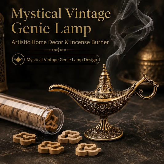 🔥Zabytkowy uchwyt na kadzidełko z lampą Aladyn Genie 🎁【W zestawie 42 chipsy z naturalnego drzewa sandałowego】