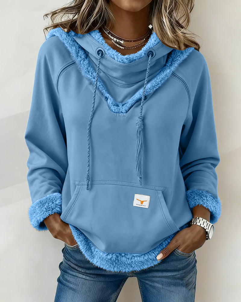 Bluza z długim rękawem i kieszeniami w stylu patchworku