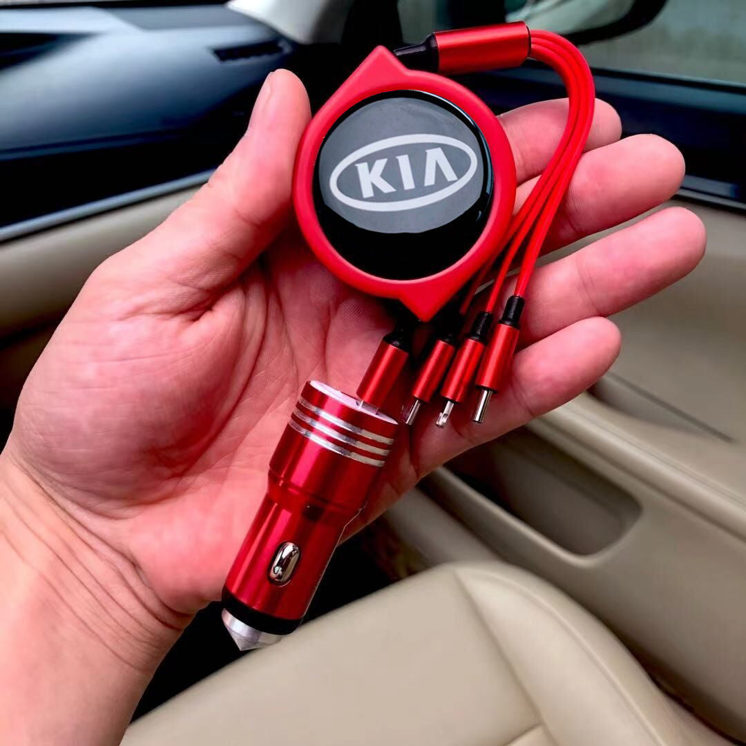 3 viename ištraukiamas automobilio duomenų kabelis + nemokamas automobilinis įkroviklis-LT