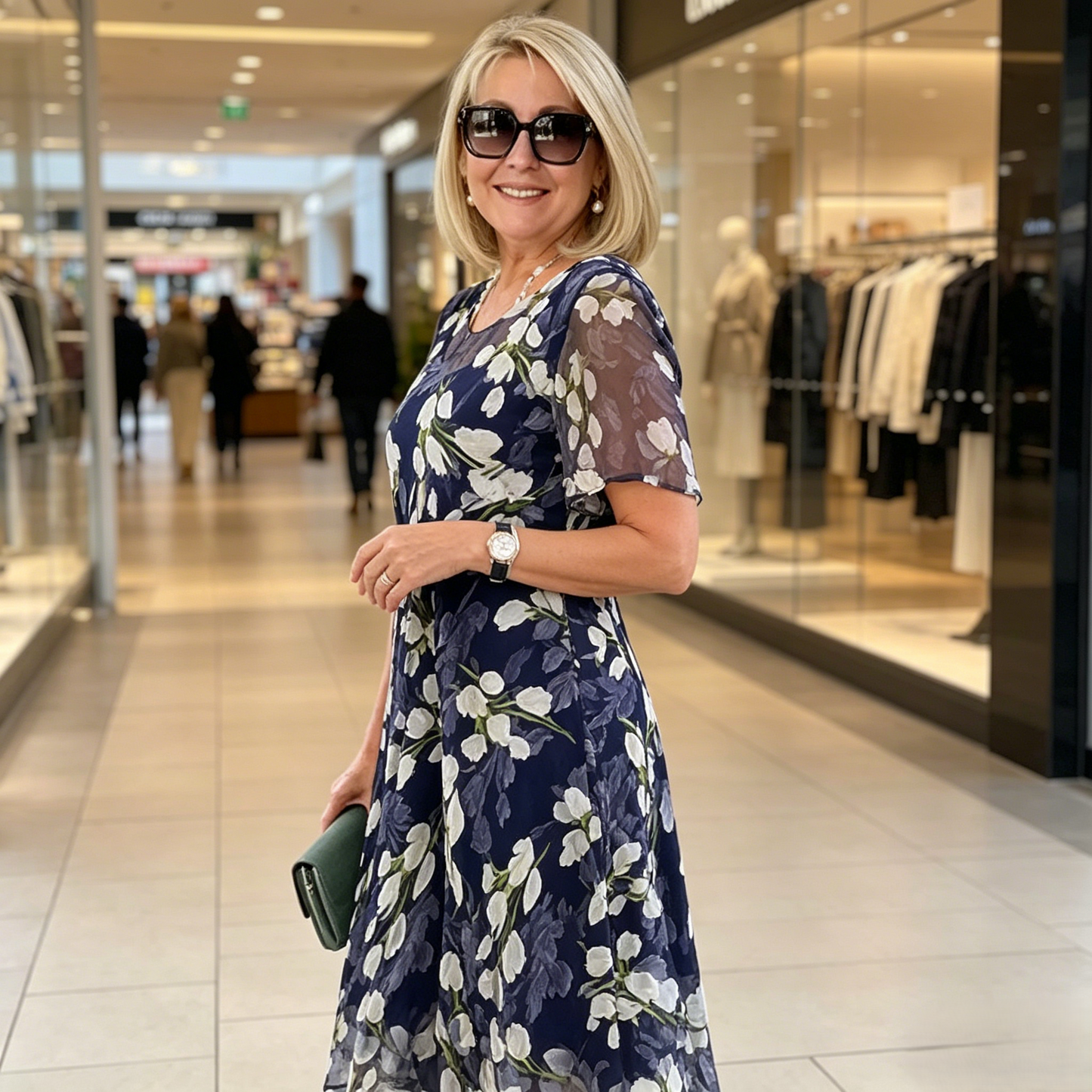 Damska sukienka imprezowa o kroju litery A w kwiatowy wzór👗