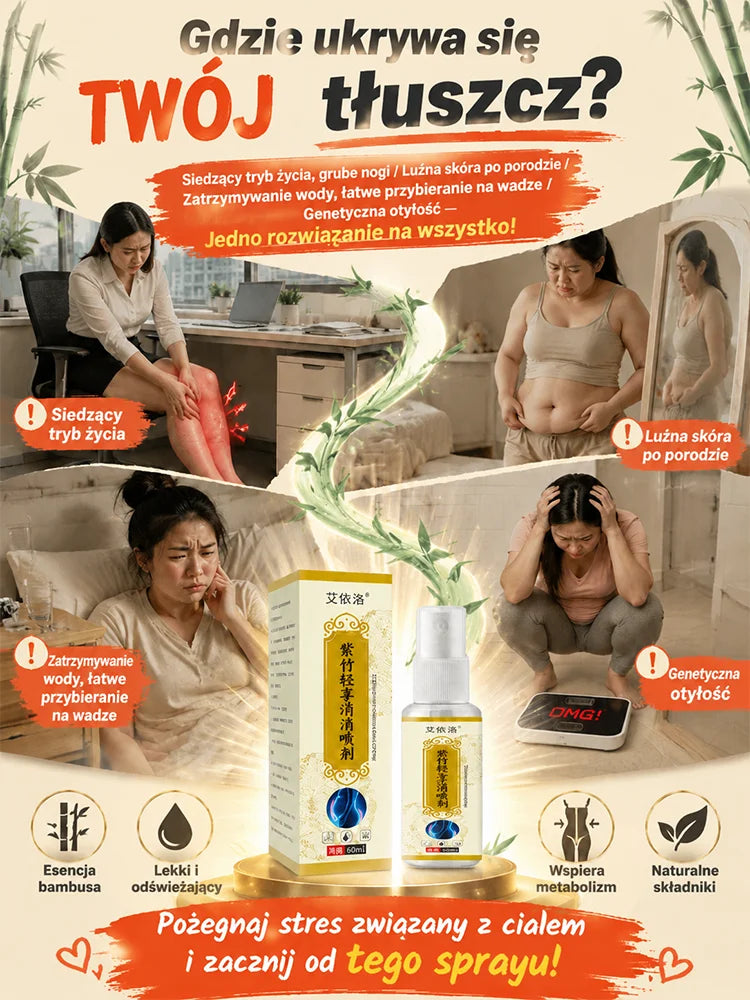 Fioletowy Bambus Ziołowy Spray Redukujący Brzuch dla Leniwych
