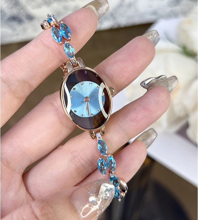 Moteriškas spalvingas cirkonio apyrankių laikrodis-LT