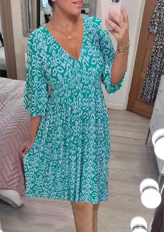 👗Μίνι φόρεμα με V λαιμόκοψη-GR