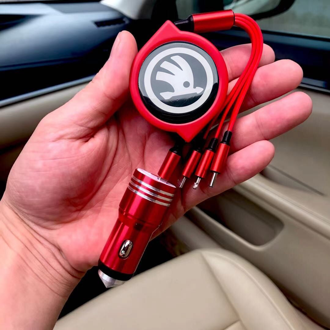 3 viename ištraukiamas automobilio duomenų kabelis + nemokamas automobilinis įkroviklis-LT