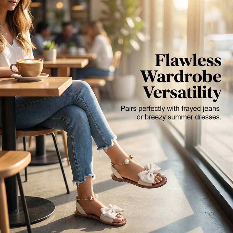 🌺 50% ZNIŻKI💐Stylowe sandały z perłowym paskiem wokół kostki
