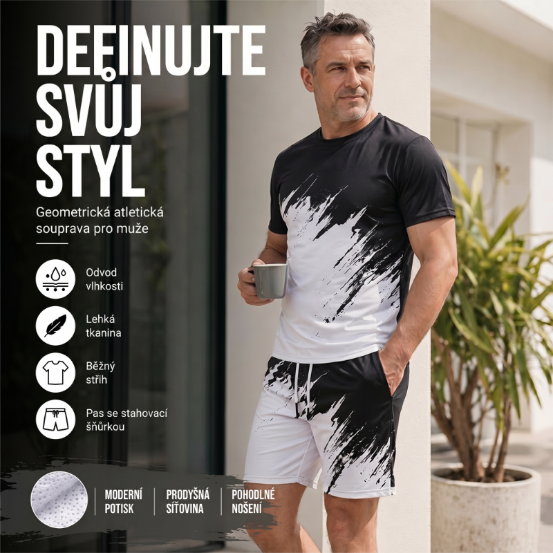 Wyróżnij się dzięki dynamicznemu nadrukowi 3D – męski letni zestaw z dynamicznym nadrukiem. Płatność przy odbiorze! 🔥