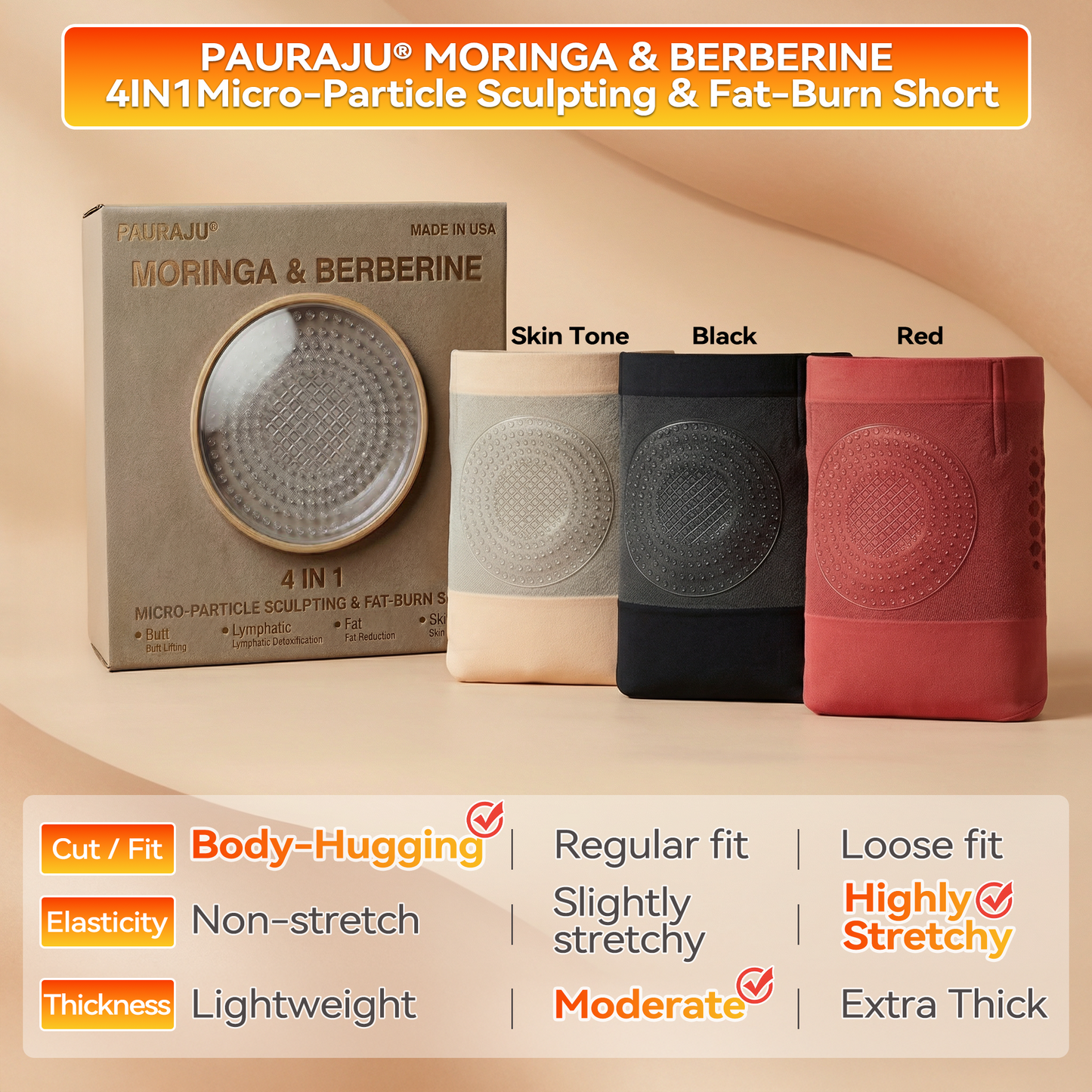 🏥Oficjalny sklep marki |✅ PAURAJU® 2026 Moringa & Berberine 4-w-1 Spodenki modelujące i spalające tłuszcz z mikrocząsteczkami