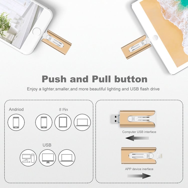 32~256GB Micro USB + 8 kontaktų + USB 3.0 4 viename mobiliojo telefono, kompiuterio USB diskas-LT
