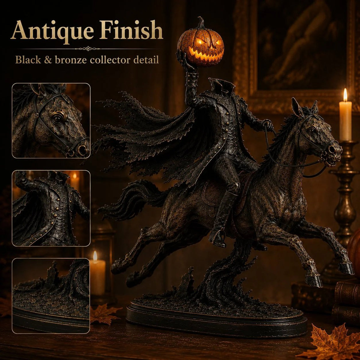 Figurka LED Jeźdźca Bez Głowy Midnight Chase – dekoracja na Halloween