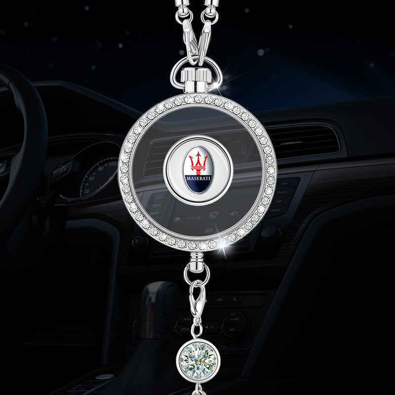 Automobilio aromaterapijos logotipo pakabukas iš metalo ir deimantų-LT