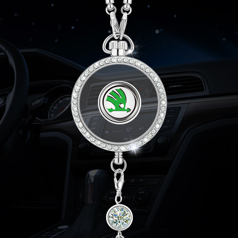 Automobilio aromaterapijos logotipo pakabukas iš metalo ir deimantų-LT