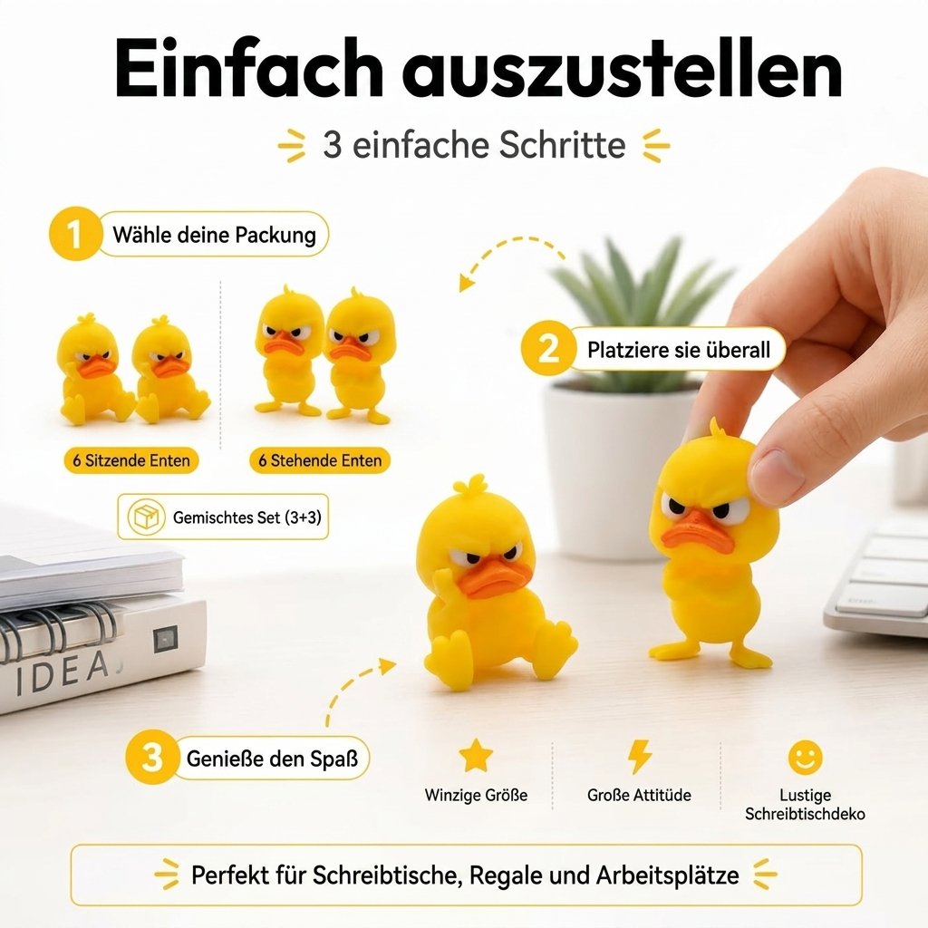 😠 Figurka Angry Duck Desk – Dodaj odrobinę zawadiackiego charakteru swojemu biurku! 🐥