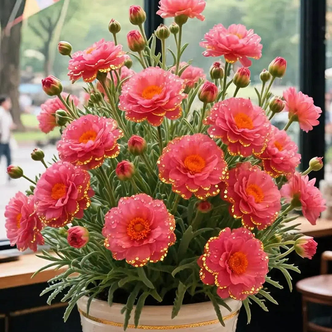 Złota koronka Portulaca🌸✨ Wspaniałe podwójne kwiaty dla bezproblemowego letniego koloru