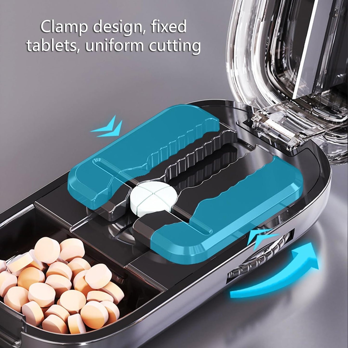 Daugiafunkcis tablečių pjaustytuvas ir laikymo dėžutė-LT