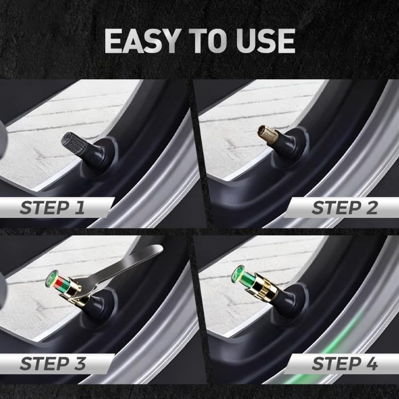 3-kolorowe nakładki z ostrzeżeniem o ciśnieniu w oponach