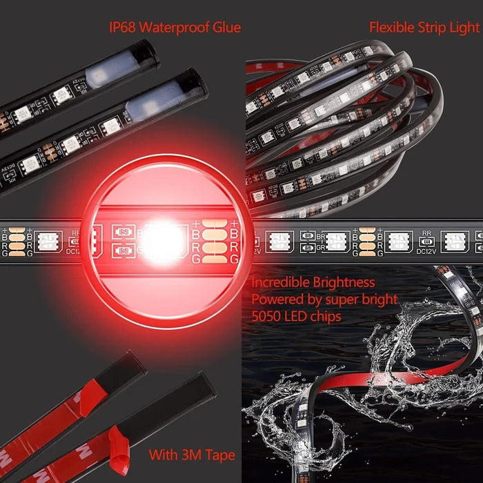 2024 Elastyczne, wodoodporne światła LED RGB do podwozia samochodowego (4 SZTUK)