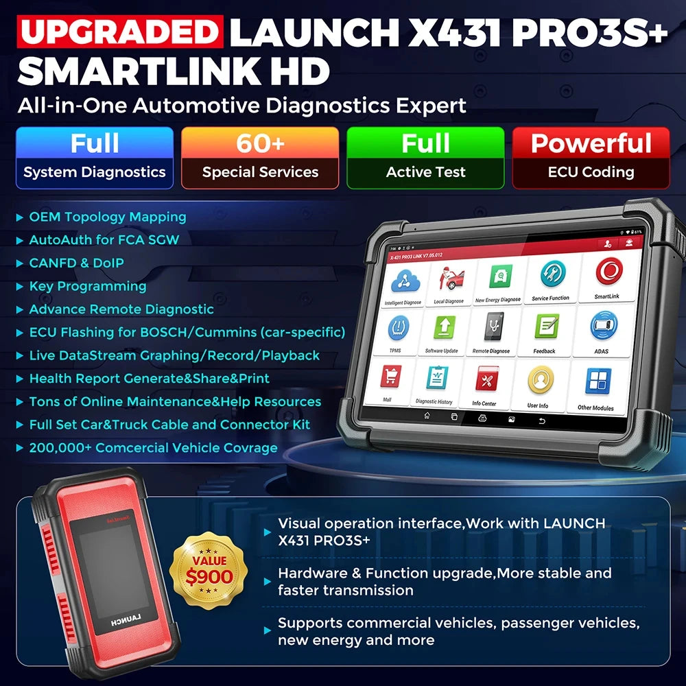 LAUNCH X431 PRO3S+ SmartLink HD 12V Auto 24V Truck Pełna diagnostyka narzędzia