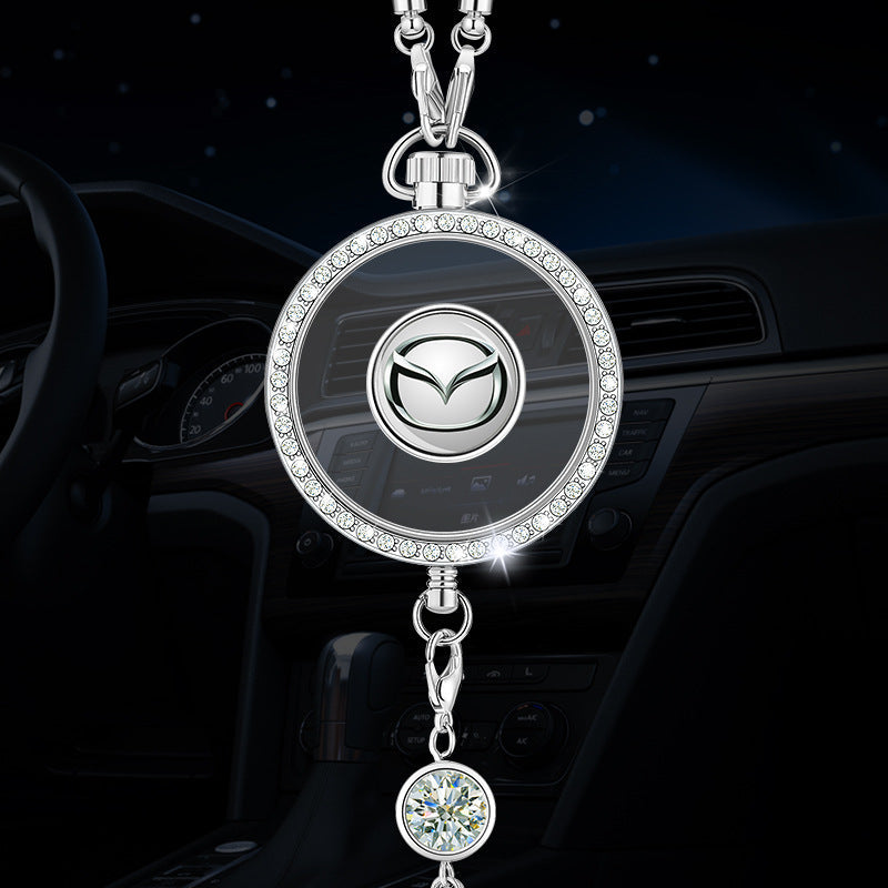 Μενταγιόν με λογότυπο αρωματοθεραπείας αυτοκινήτου από μέταλλο και διαμάντια-GR