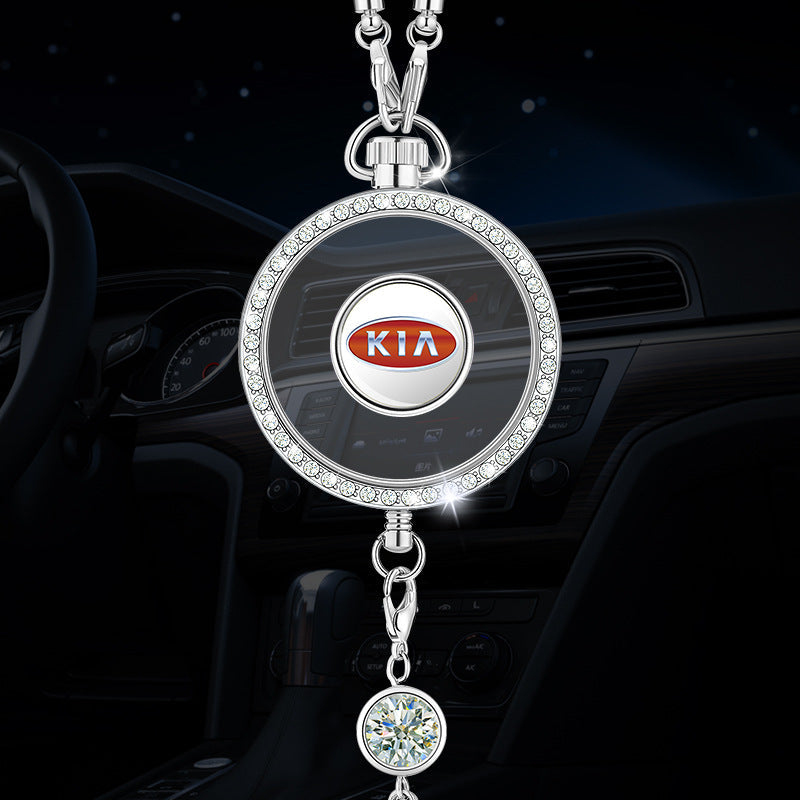 Automobilio aromaterapijos logotipo pakabukas iš metalo ir deimantų-LT