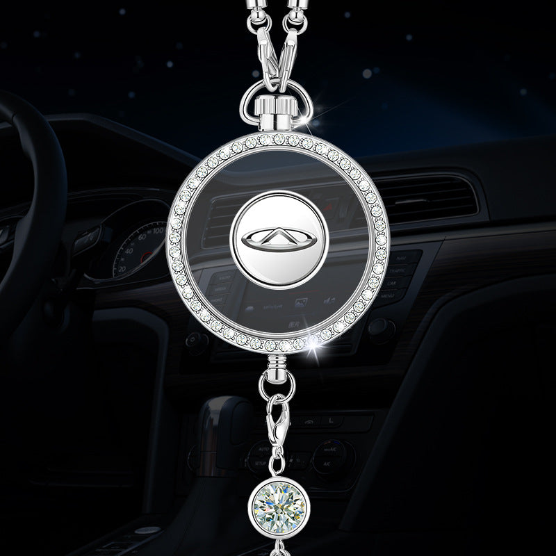 Μενταγιόν με λογότυπο αρωματοθεραπείας αυτοκινήτου από μέταλλο και διαμάντια-GR