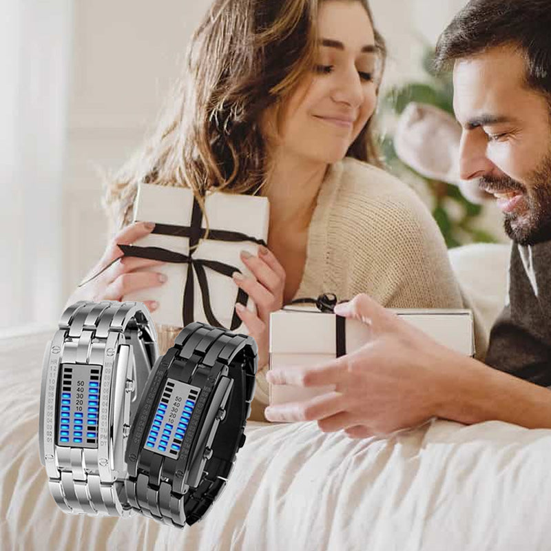 ⌚ TERAZ 50% TANIEJ! 🤓 Zegarek Cyberpunk Binary LED – „Tylko geekowie go rozumieją” – futurystyczny, wyjątkowy i przyciągający wzrok z niebieskim wyświetlaczem LED 💙