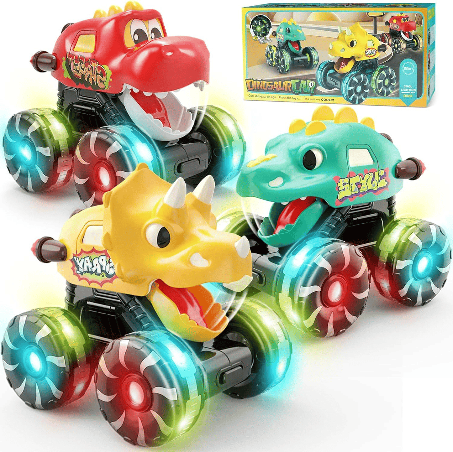 🔥Zabawka ciężarówka Dino z czujnikiem ruchu Press & Go dla maluchów🎁Najlepszy prezent urodzinowy dla dziecka