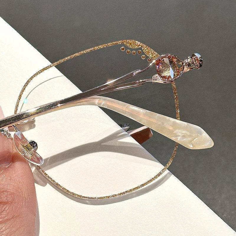 Γυναικεία αντιανακλαστικά γυαλιά με διαμαντένιο σκελετό και προστασία από μπλε φως-GR