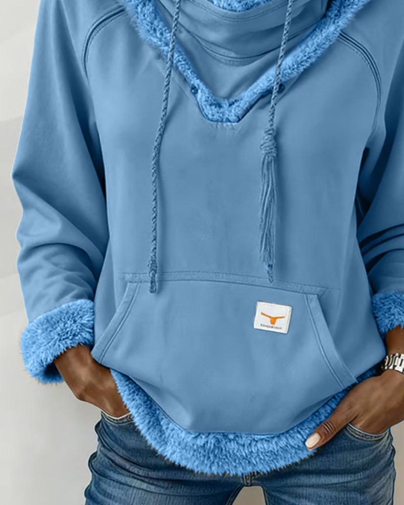 Bluza z długim rękawem i kieszeniami w stylu patchworku