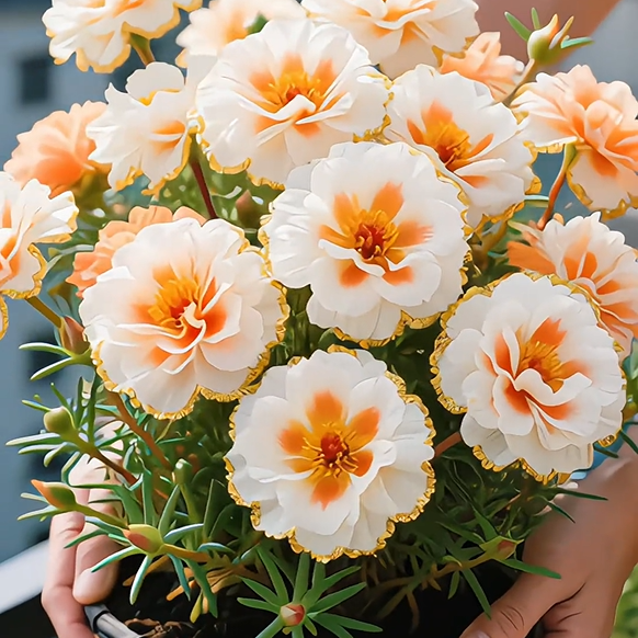 Złota koronka Portulaca🌸✨ Wspaniałe podwójne kwiaty dla bezproblemowego letniego koloru