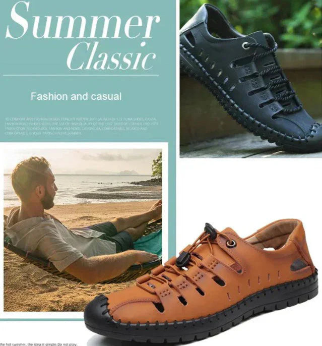 🔥Δερμάτινα σανδάλια aviator με κοντά δάχτυλα👞-GR