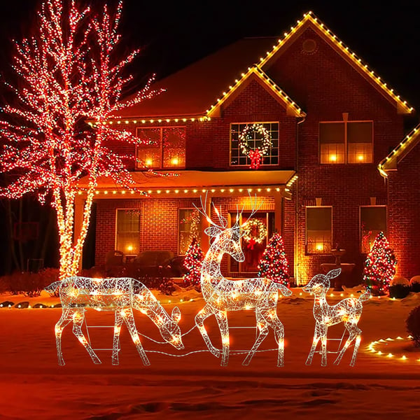 Christmas eglīšu lampiņas ar baltiem spīguliam zūrdųbrieža form-LV