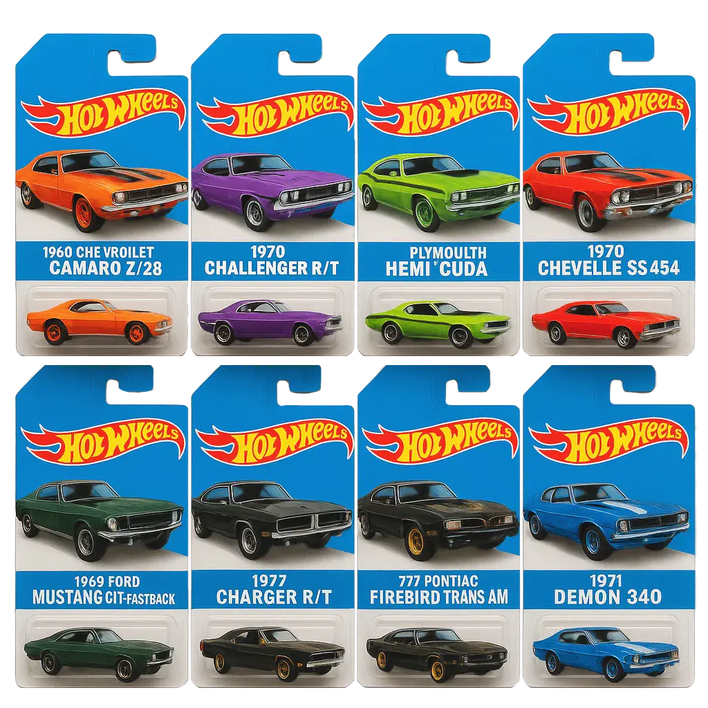 🔥Išpardavimas – 50 % nuolaida🔥 – 🚗„Hot Wheels“ žaislinių automobilių „Muscle“ advento kalendorius – 24 dienos 2025 m.🎄-LT