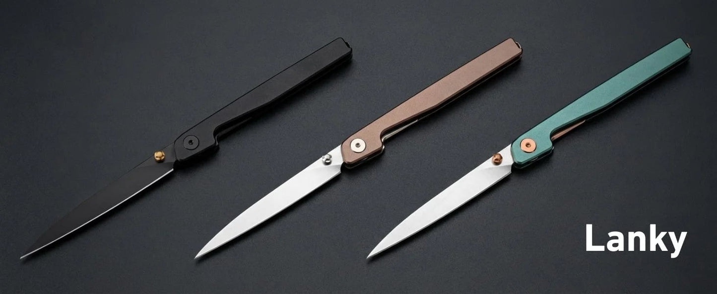 🔥Ostatni dzień wyprzedaży - 50% zniżki🎉Nóż Lanky Liner Lock Front Flipper z czarną aluminiową rękojeścią