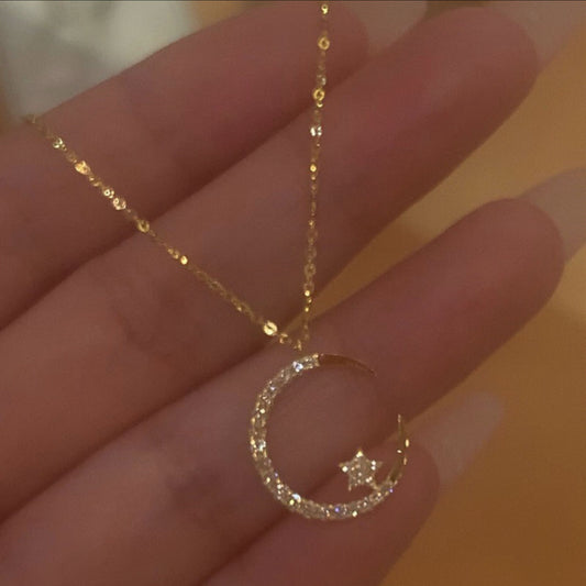 🔥Sviatočná zľava 47%💕Bright Night: Moon Star Necklace🌙✨-GR 