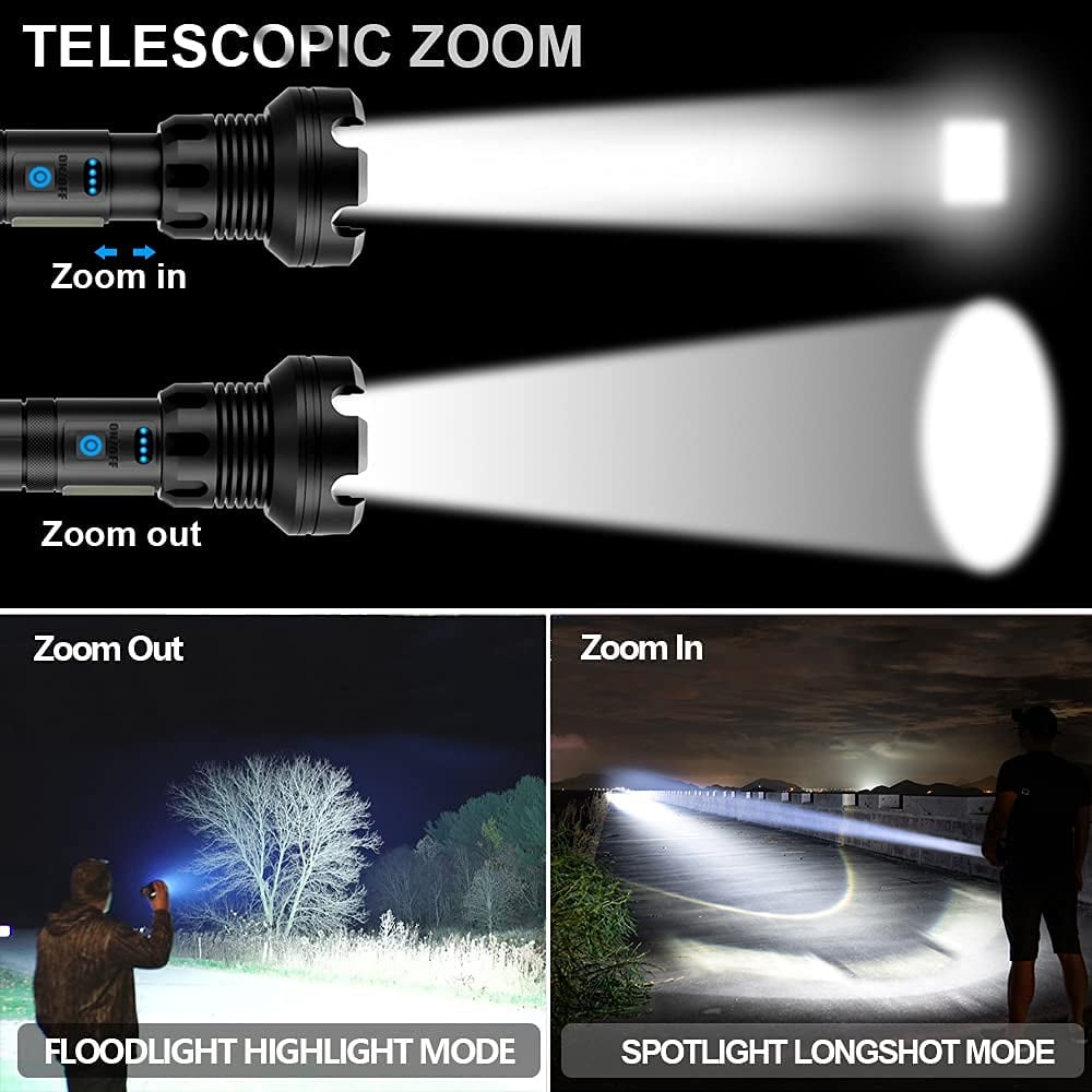 🔦A polnilna taktična LED laserska svetilka z visoko močjo 90000 lumnov SI