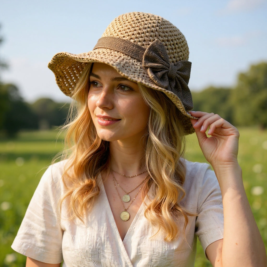 🎀 50% ZNIŻKI! 👒 Słomkowy Kapelusz Damski Retro z Kokardą – Składany, Przewiewny, Ochrona UV na Lato