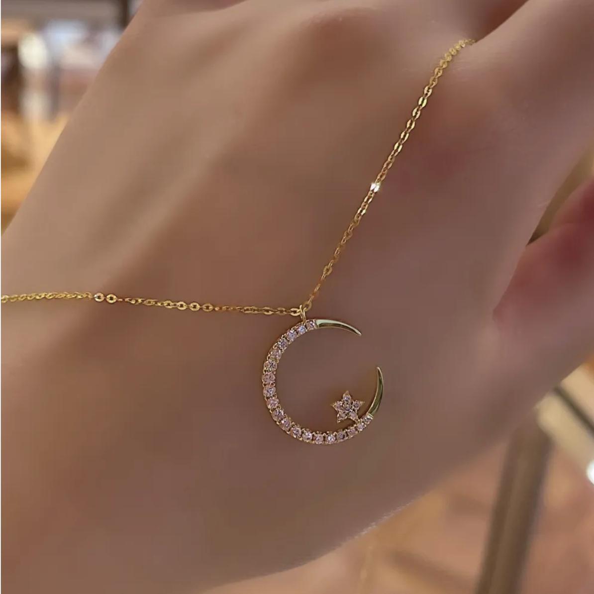 🔥Εορταστική έκπτωση 47%💕Bright Night: Moon Star Necklace🌙✨-GR