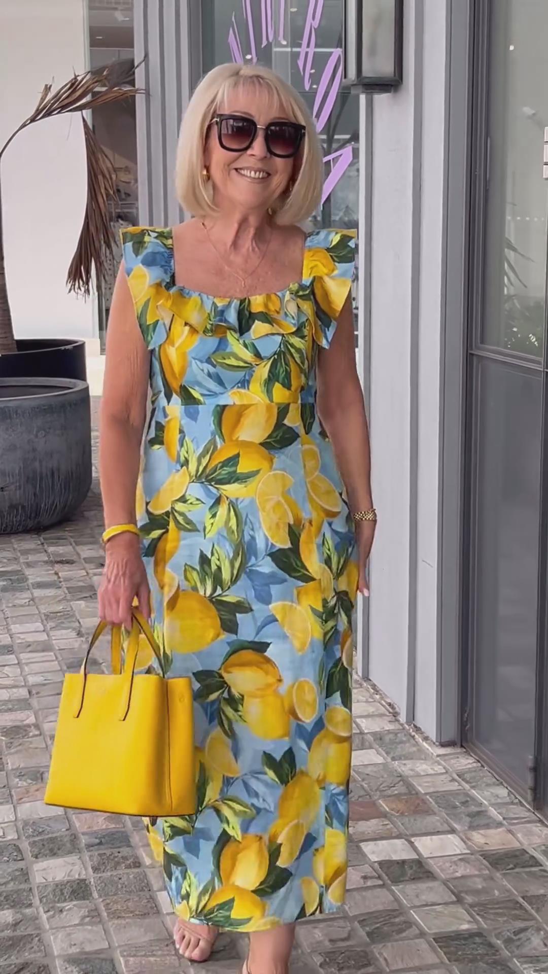 🍋Vestido túnica con estampado de limones