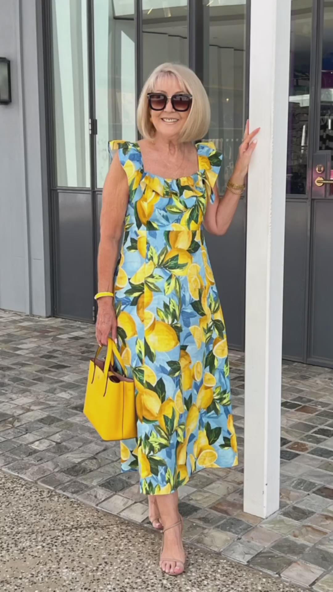 🍋Vestido túnica con estampado de limones